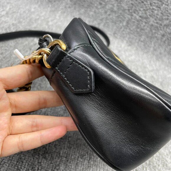 100% Authentic GUCCI Black Marmont Leather Shoulder Bag - Picture 3 of 14